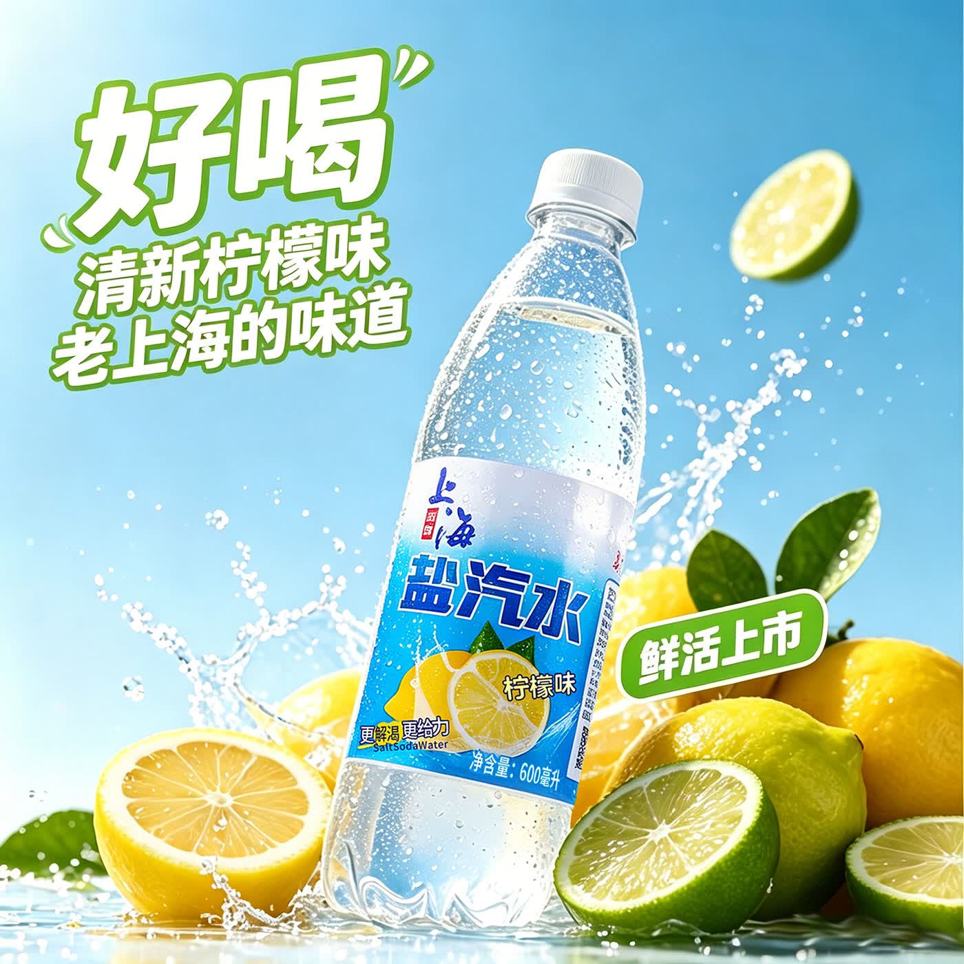 冰极湾盐汽水老上海风味特价柠檬口味600ml*24瓶整箱特价整箱盐气水饮料 600ml*24瓶1箱【工厂发货丨批发议价咨询客户】