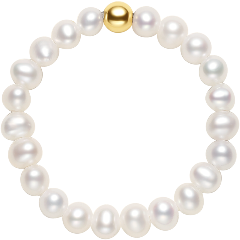 周六福珍珠戒指女款18K彩金小金珠串珠珍珠链戒单颗金珠