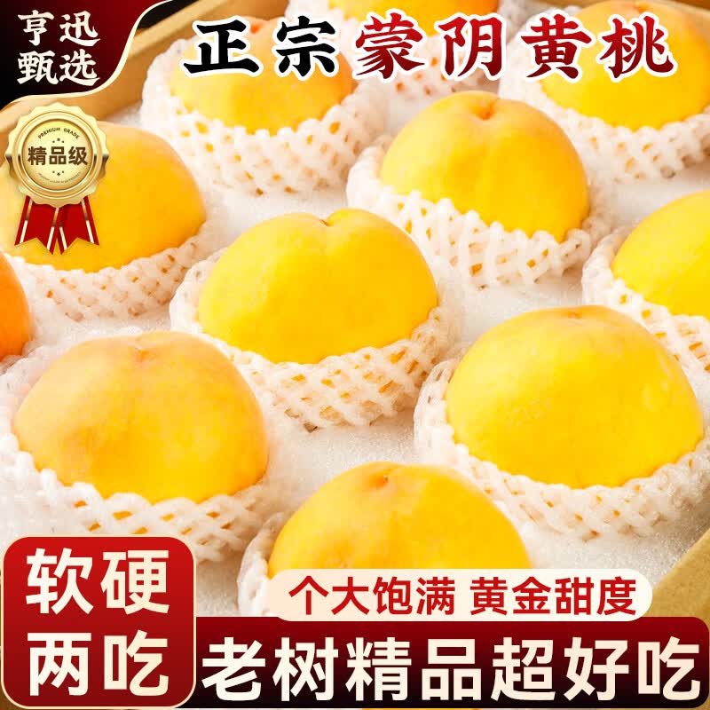 亨迅蒙阴黄桃水果新鲜山东黄毛桃黄金蜜桃子脆甜应季时令生鲜 5斤装丨精品果【120g+】丨净重4.6斤