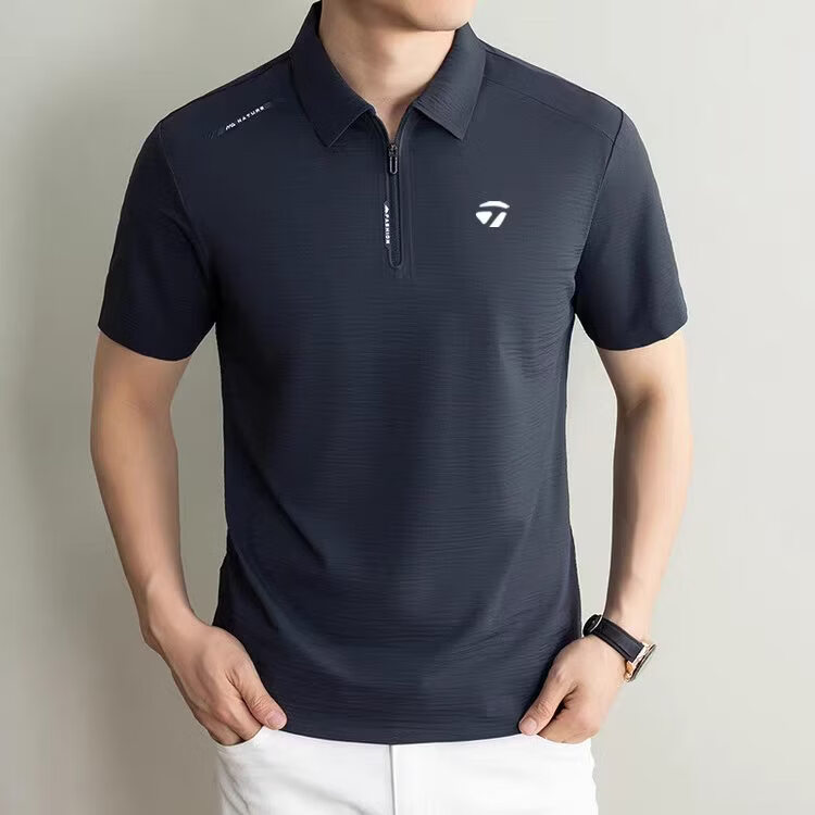 Taylormade泰勒梅高尔夫男士polo衫夏季冰丝短袖休闲冰丝速干t恤 深灰色 薄款 4XL 建议190-210斤