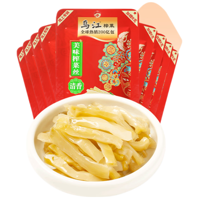 乌江榨菜 下饭菜 清香口感 清淡 美味榨菜丝80g*5袋