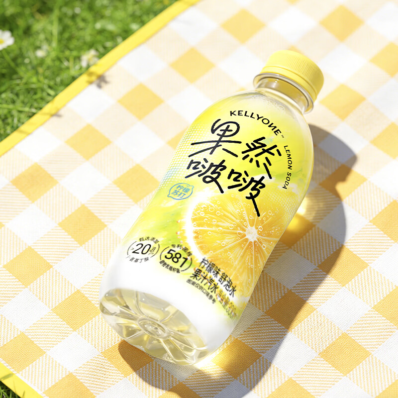 宏胜KELLYONE果然啵啵果汁汽水 柠檬苏打 柠檬味舒泡水 清甜回甘 300ml*24瓶