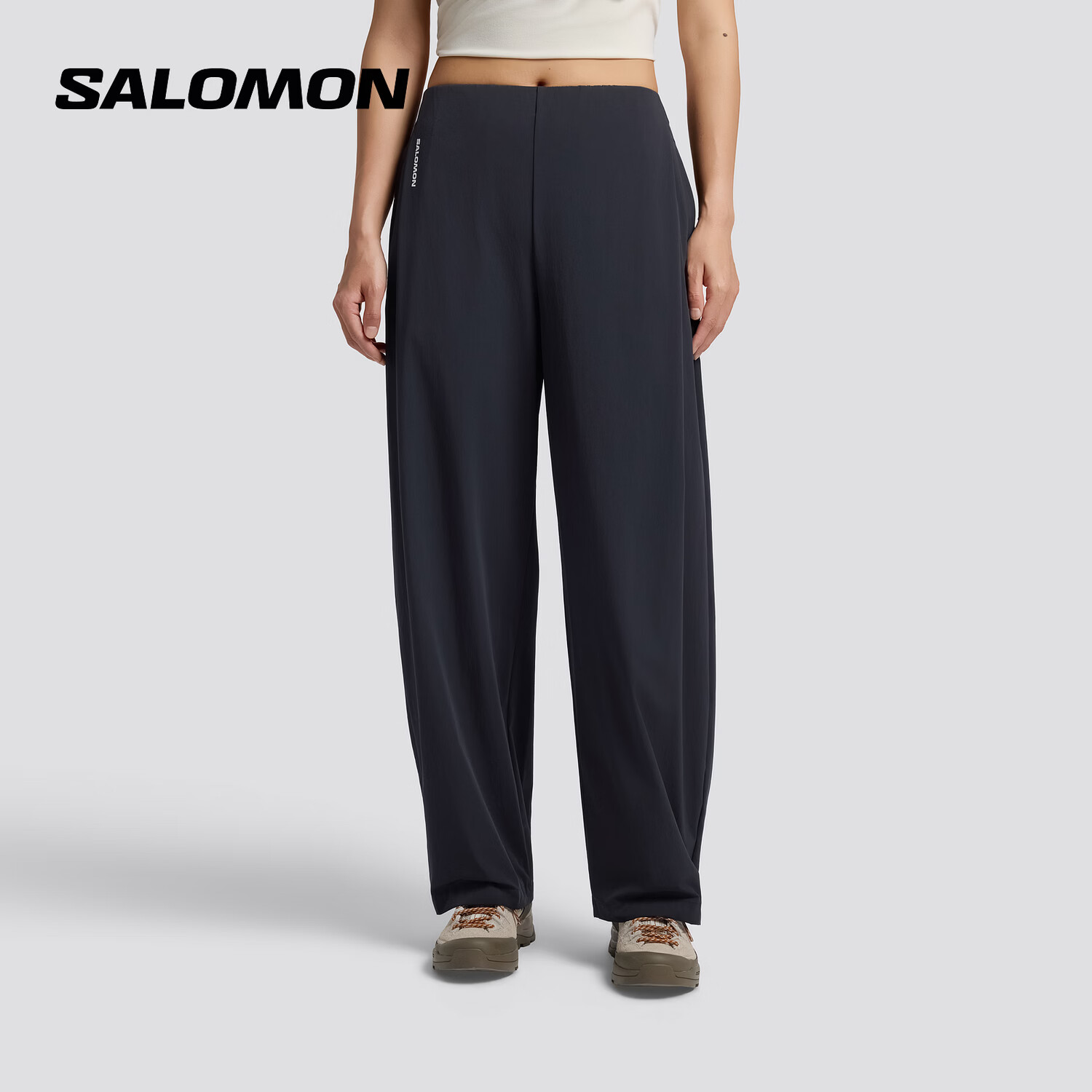萨洛蒙（Salomon）女款 户外运动休闲宽松舒适透气长裤 PL OD DWR PANT W 深黑色 D00039 M 165/72A
