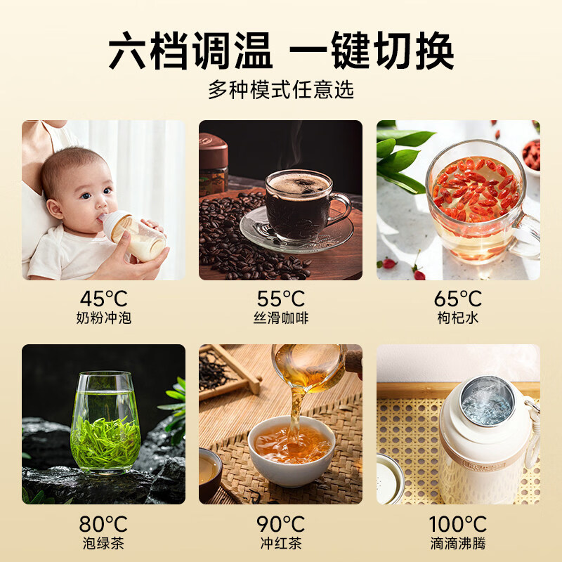 恩贝罗英国烧水杯便携式电热水杯usb恒温保温电热壶差旅烧水热水壶车载户外 0.6L 插电款【304内胆】+六档调温