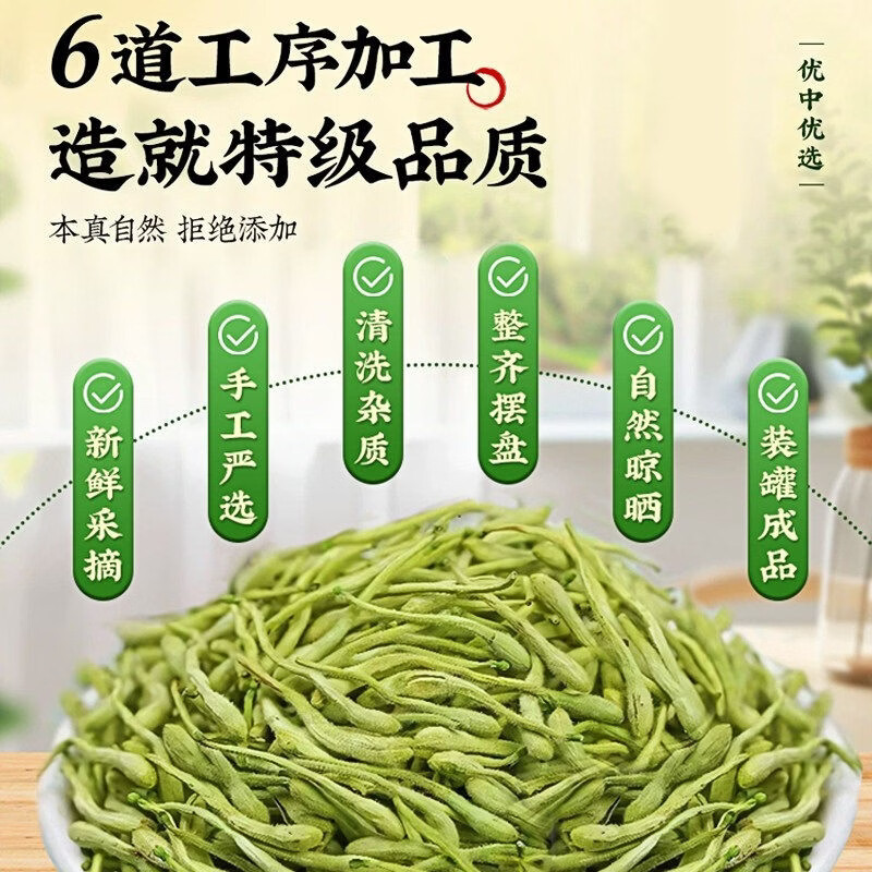 同仁堂（TRT）金银花茶级搭菊花中材煮泡水清热解毒下降去火养生凉茶 (人工挑选)级金银花 250g*1罐
