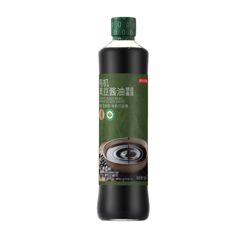 京东京造 有机黑豆酱油500ml 无麸质0添加特级生抽三国有机认证京东自营
