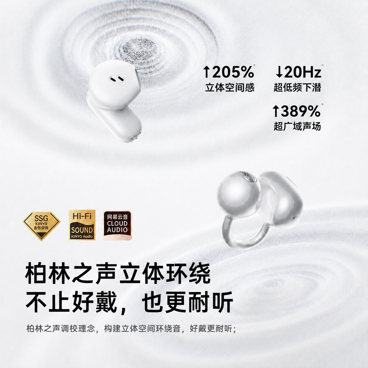 金运【2026最新款丨两幅耳机】蓝牙耳机超长续航耳夹式半入耳二合一无线通话降噪运动跑步翻译A30Ai 【永久Ai翻译丨舒适&音质双满分】-冰晶白 【拆封也能退丨试用体验不花钱】