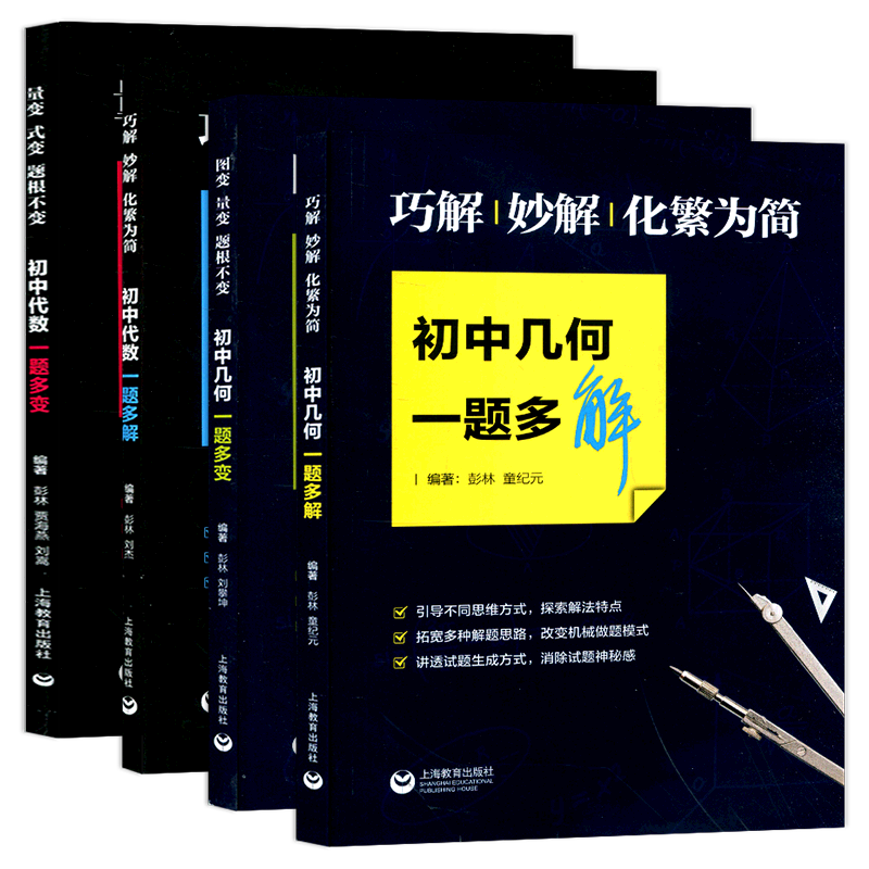 初中数学代数几何专项提高训练解题技巧练习题中考中学生讲解精练七年级八年级九年级数学上册下册辅导资料 4册【几何代数套装】