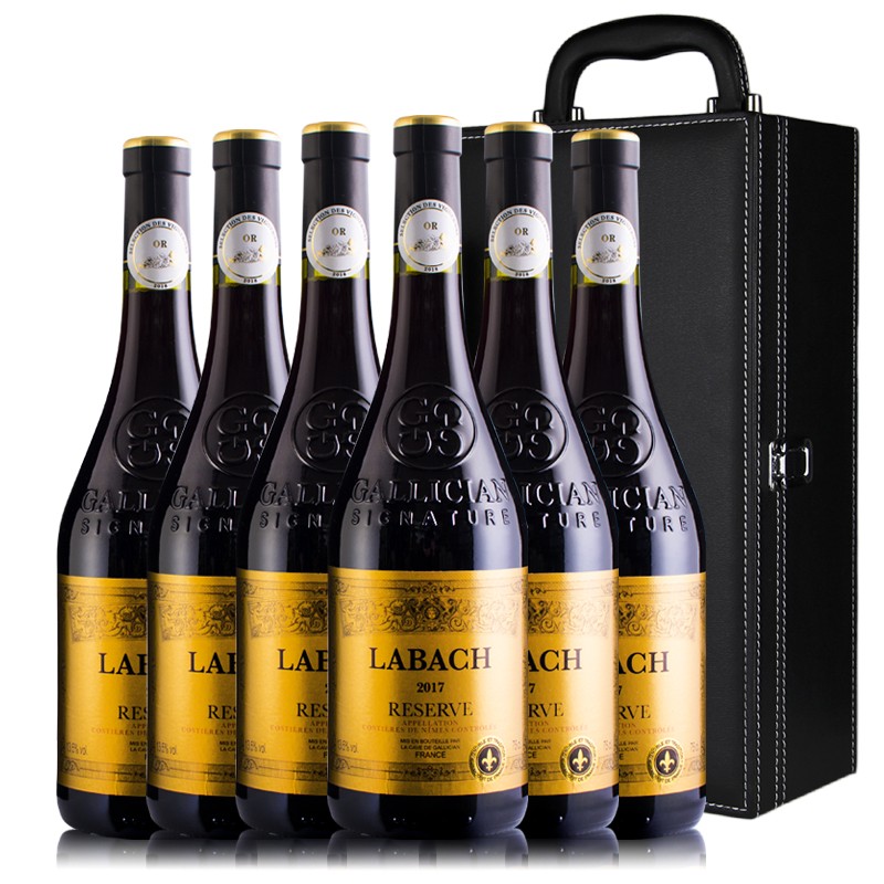 Laboch 拉巴赫干红 进口葡萄酒 法国进口AOC红酒 金系列干红 750ML*6葡萄酒