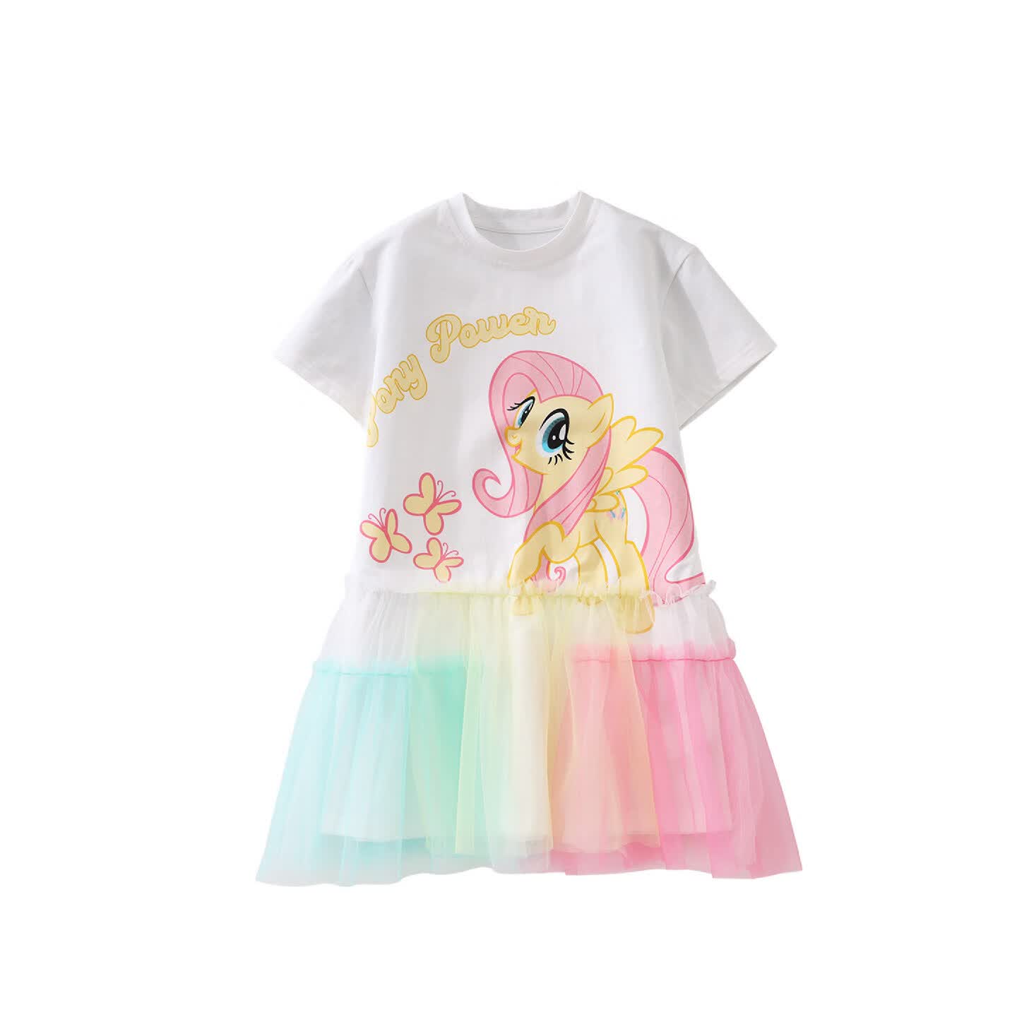 小马宝莉（MY LITTLE PONY）女童连衣裙2026夏季薄款多巴胺网纱公主裙女孩洋气小裙子 白 140 140cm
