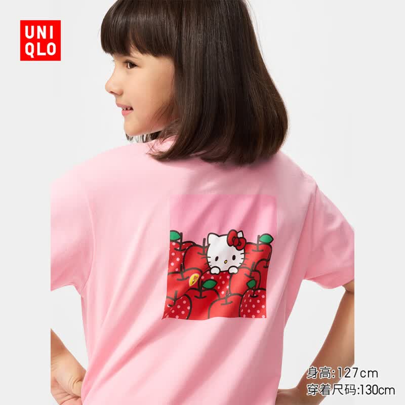 优衣库童装女童SANRIO UT/短袖T恤印花T恤三丽鸥483350 11 粉红色 160
