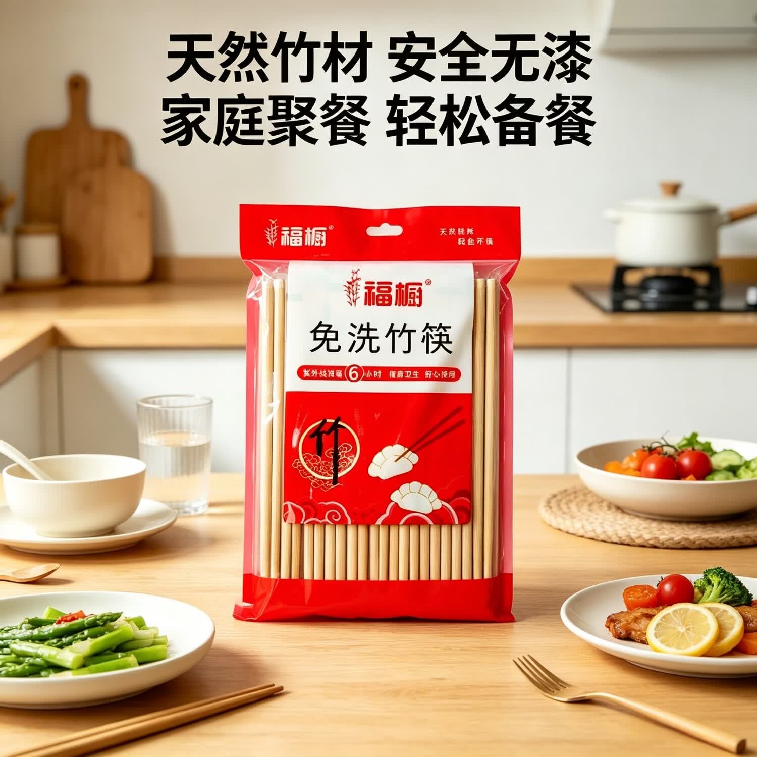 嘉富欧一次性筷子加粗加长独立包装 家用野餐卫生竹筷 打包方便筷用品 粗6.0*22.5长（高档精品竹筷） 加粗加长50双装（独立包装）
