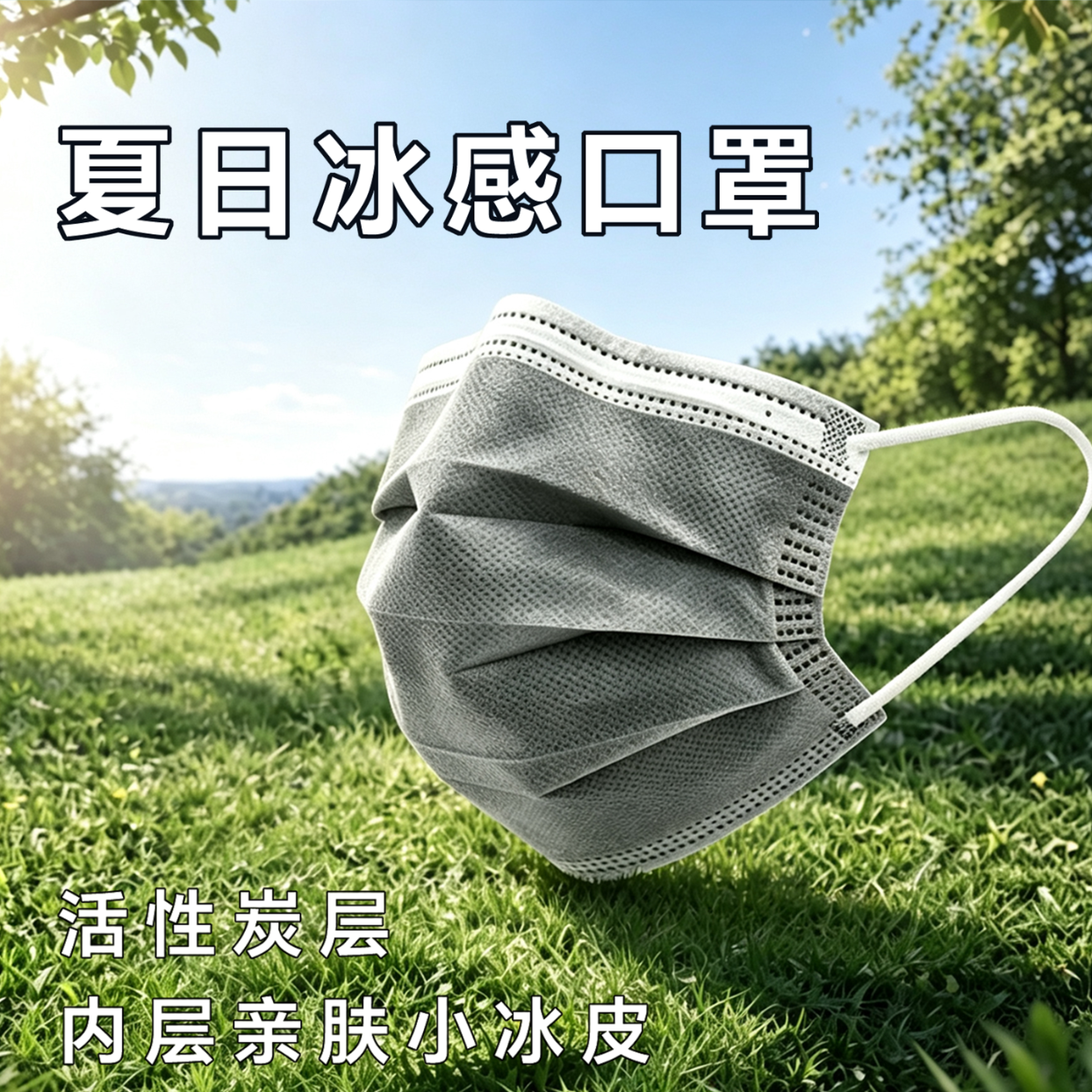 一次性活性炭口罩冰感凉爽 防尘防花粉 装修防甲醛异味劳保防护独立包装 夏季透气面罩 冰感内层【50只】含活性炭-独立包装