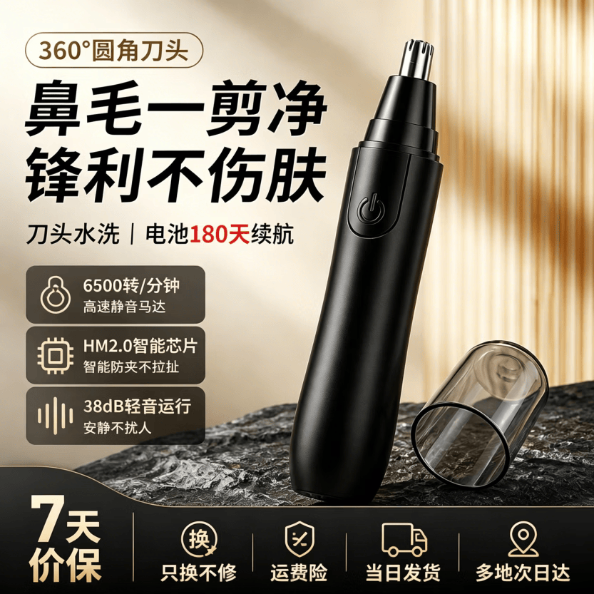 黑麦电动鼻毛修剪器男士专用剃鼻毛修剪刀神器电动便携式全自动清洁刮鼻毛送爸爸送男友 N6【新升级高速电机】