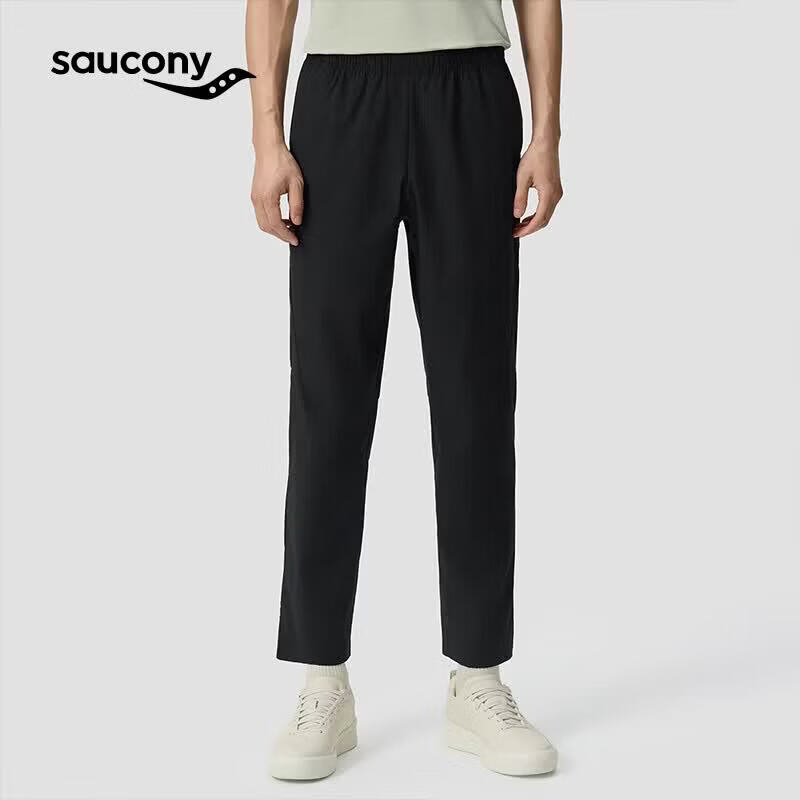 SAUCONY索康尼新26春夏新品男子都市生活宽松立体透气梭织长裤 正黑色 L