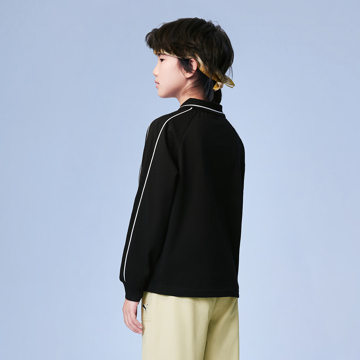 彪马(PUMA)彪马童装2026秋季新款儿童长袖T恤翻领上衣时尚洋气 黑色90001 170