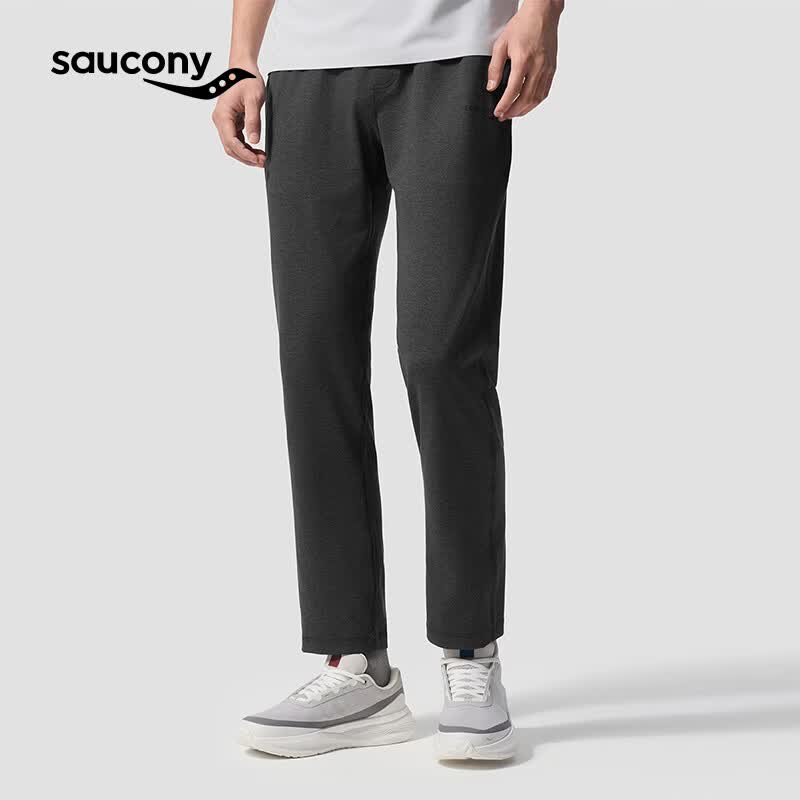 SAUCONY索康尼男子亲肤柔软舒适直筒修身微弹运动休闲针织长裤 黑雾花灰 L