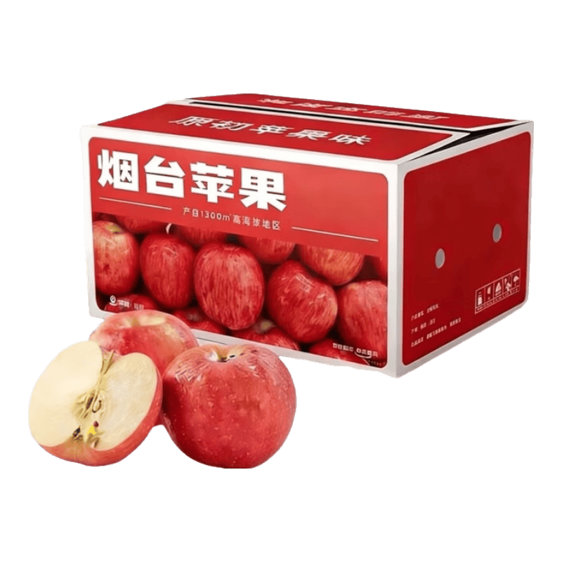 京喜加正宗山东红富士苹果脆甜可口好吃不贵整箱发货生鲜水果丑苹果超市 中果70-75mm 1斤【含箱】净重0.6斤 京东快递-更快更好