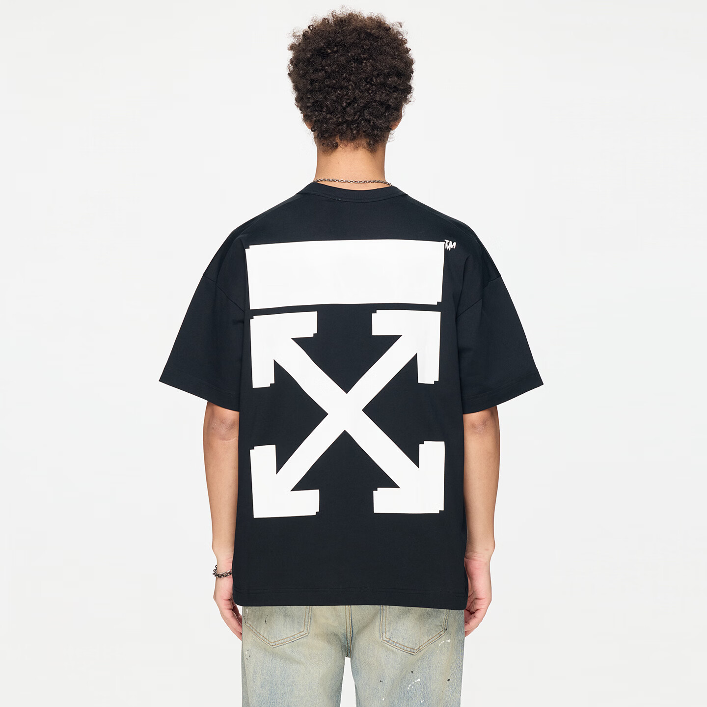 OFF-WHITE™情侣装新款宽松短袖T恤高端纯棉圆领半袖夏季男装上衣 黑色 M