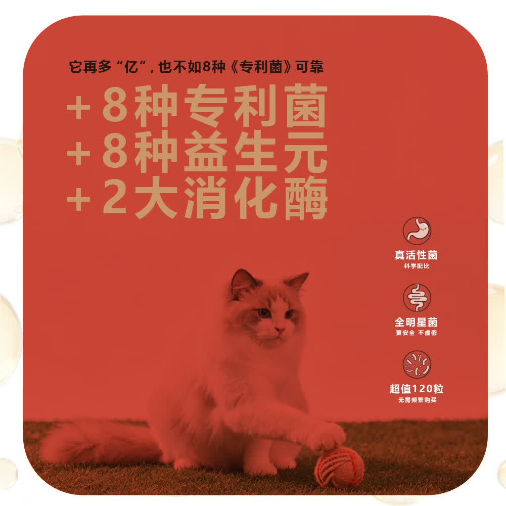 HI.DOBOO嗨多宝猫用宠物益生菌调理肠胃止泻止吐软便专用120粒复合益生菌 猫用 120粒*1罐