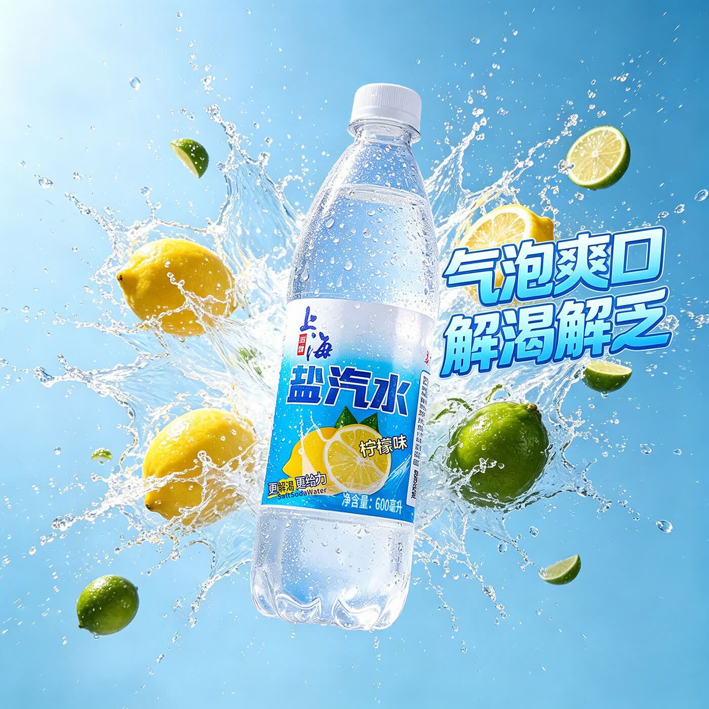 冰极湾盐汽水老上海风味特价柠檬口味600ml*24瓶整箱特价整箱盐气水饮料 600ml*24瓶1箱【工厂发货丨批发议价咨询客户】