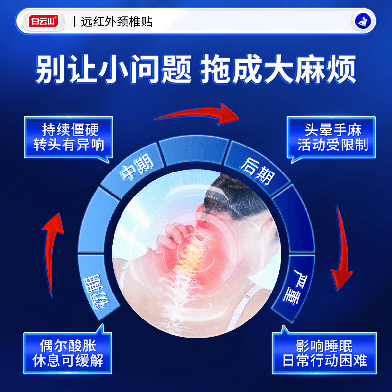 白云山颈椎贴远红外治疗贴 颈椎病专用贴膏 热敷压迫神经头晕脑供血不足 【2盒*6贴 白云山实惠装】改善疼痛 膏贴榜单TOP&多地物流当/次日达