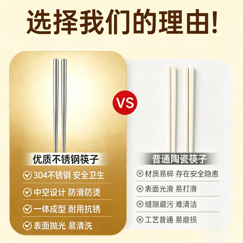 DEATKN筷子不锈钢抗菌防霉高级一人一双专人专用316食品级家用含钛 医用级不锈钢筷子 6双 专人专筷