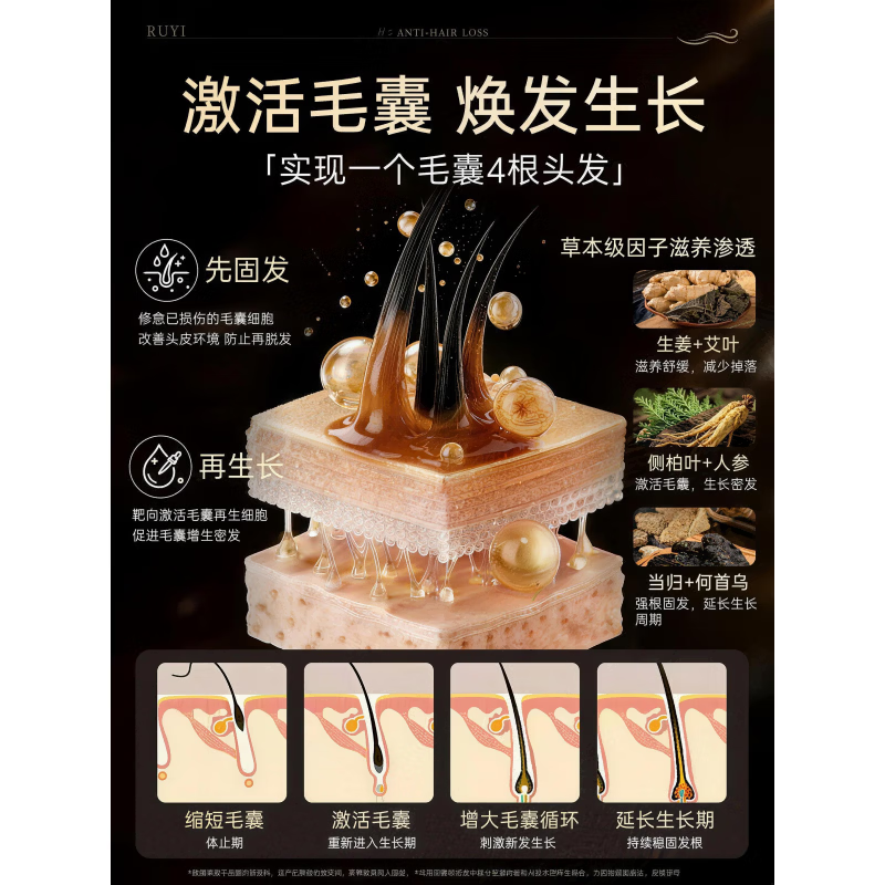 南京同仁堂防脱密发液固发增发剂快速生长发侧柏叶生姜营养毛囊焕活头皮精华 买2送1【强韧发根不脱】梳头不掉发 102ml