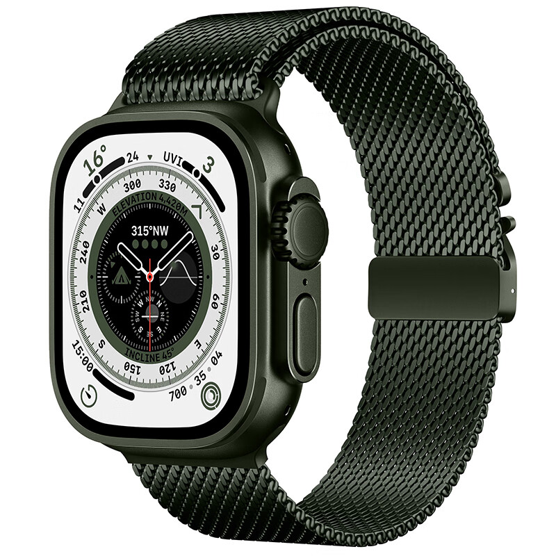 ENDUROBAND适用苹果手表表带Apple Watch S11/Ultra3米兰尼斯表带iwach S10/9/8/SE3不锈钢金属表带 官方绿 38/40/41/42mm表盘通用