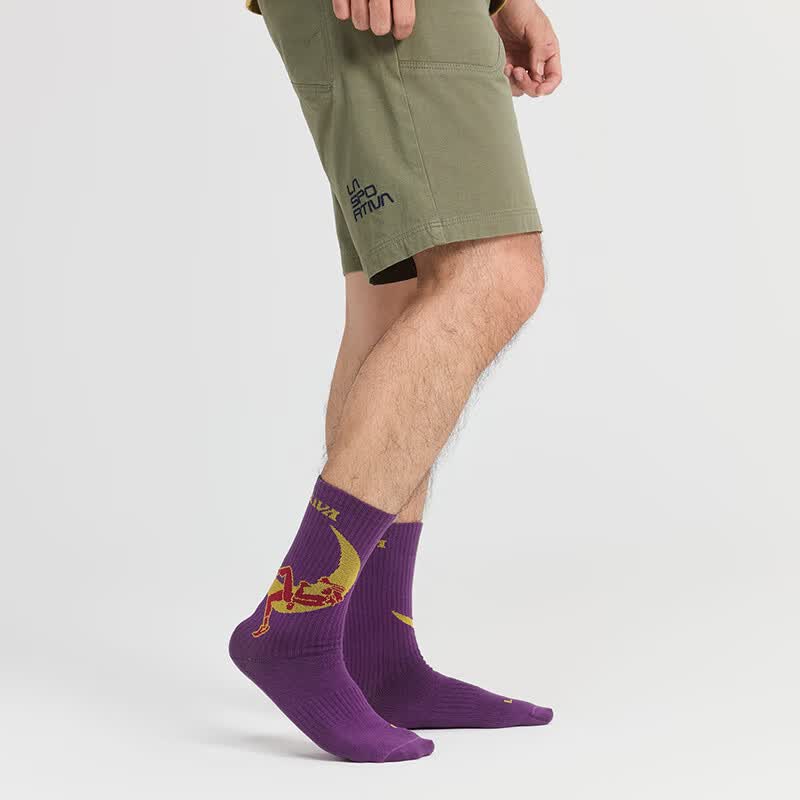 拉思珀蒂瓦（LA SPORTIVA）户外加厚中筒运动袜 Climbing on the Moon Socks 紫/黄 M