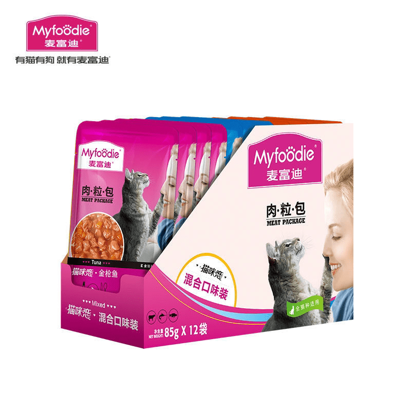 OIMG麦富迪猫湿粮肉粒包猫咪恋补营养补水成猫幼猫罐头猫条猫零食12包 1盒 混合口味