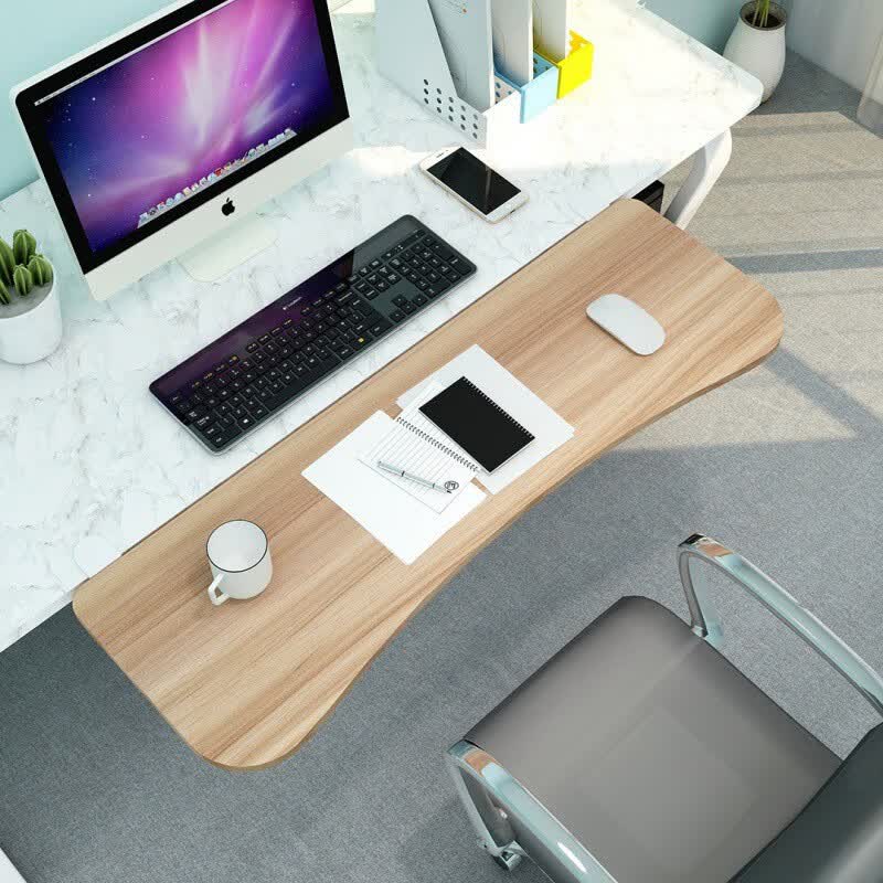 元良键盘托架免打孔 桌面延长板延伸加长加宽板键盘支架电脑桌子折叠板侧面托架 胡桃65*25CM 米弧款