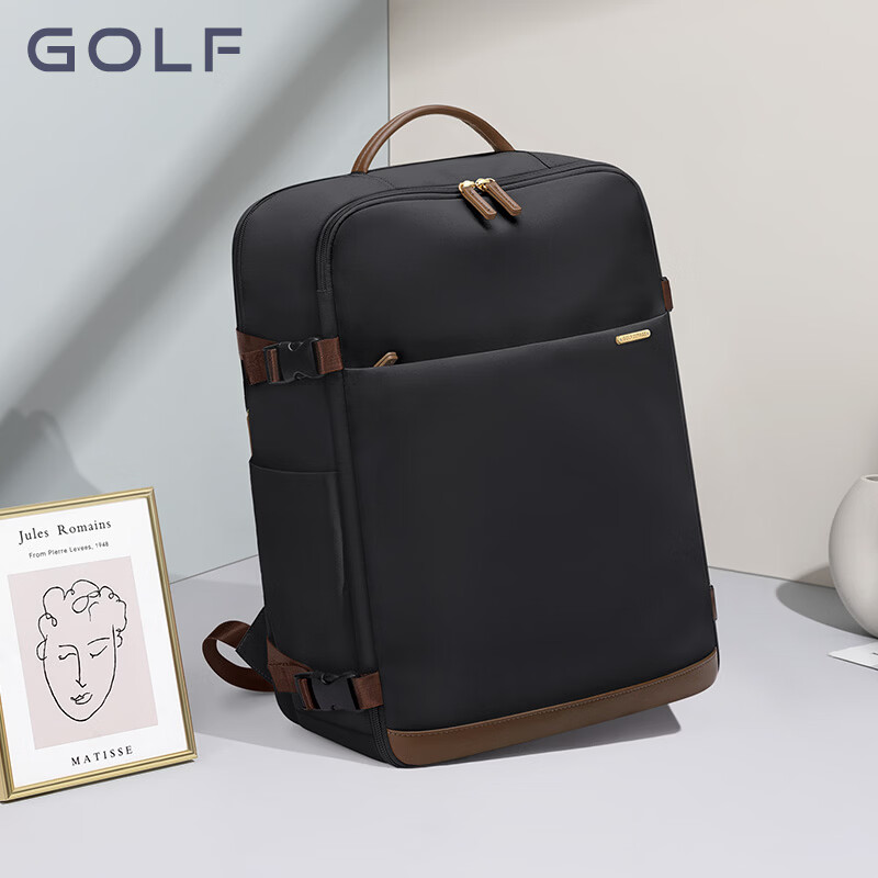 高尔夫（GOLF）双肩包男女百搭背包女休闲旅行学生书包防泼水出游背包【Q】 款式12-黑色
