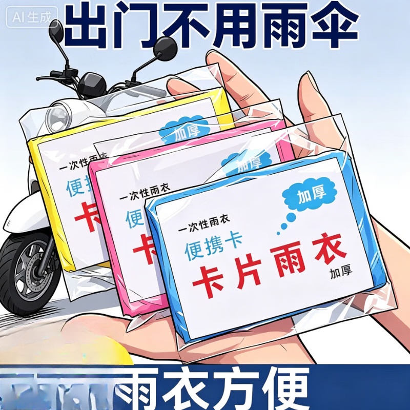 电动车装备一次性便携式户外全身防雨加厚具成人 卡片雨衣 1个