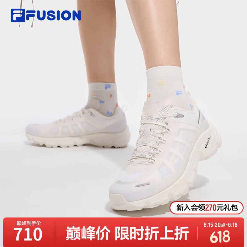 斐乐（FILA）FUSION斐乐潮牌章昊同系列女鞋COMO X2026夏季跑步鞋运动休闲鞋 椰浆白-CM 38