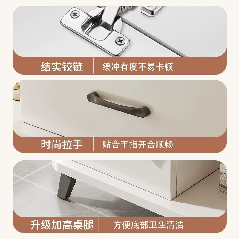 溥畔茶几客厅小户型简约现代钢化玻璃2026新款沙发小茶台 140cm白大理石色+抽屉+置物架+玻璃 自行安装