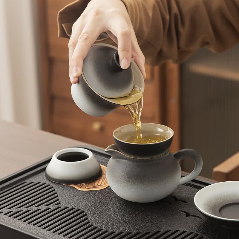 溥畔粗陶功夫茶具套装2026新款茶壶茶杯整套泡茶茶盘礼盒装送父亲 礼盒装+粗陶景云茶具15头+茶盘