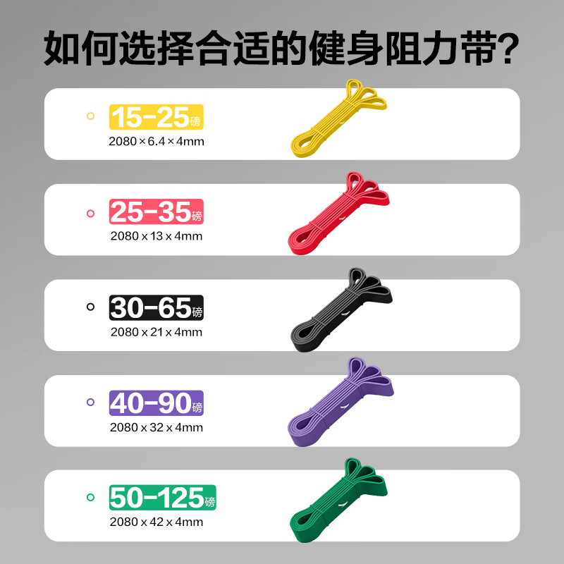 安踏(ANTA)男士阻力带健身力量训练引体向上拉力带助力带康复弹力绳瑜伽拉伸 【引体向上】绿色【80-125磅】 2080*42*4mm 【安踏正品 假一赔十】