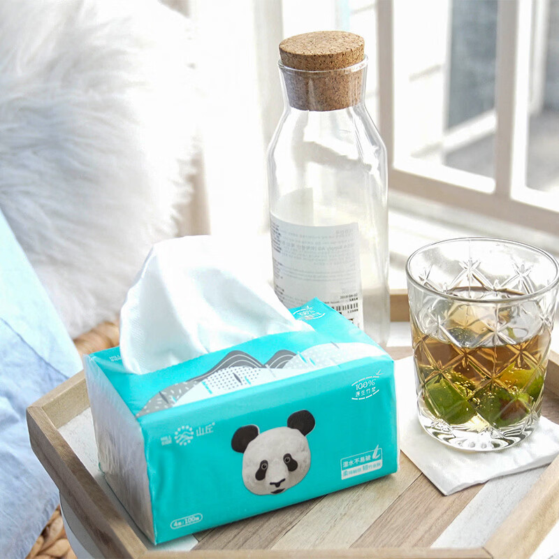山丘(HILLSIDE)抽纸 3层加厚软抽120抽纸巾餐巾纸面巾纸清洁用品竹浆纸巾 【3提装】 3层 120抽*18包 S码