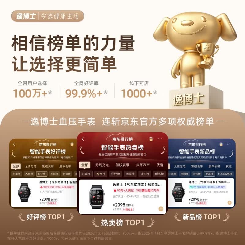 逸博士[气泵式精准]智能血压手表气泵睡眠尿酸运动心率心电血糖血氧心脏心源精准动态监测体检健康2026款 砚池黑 旗舰版