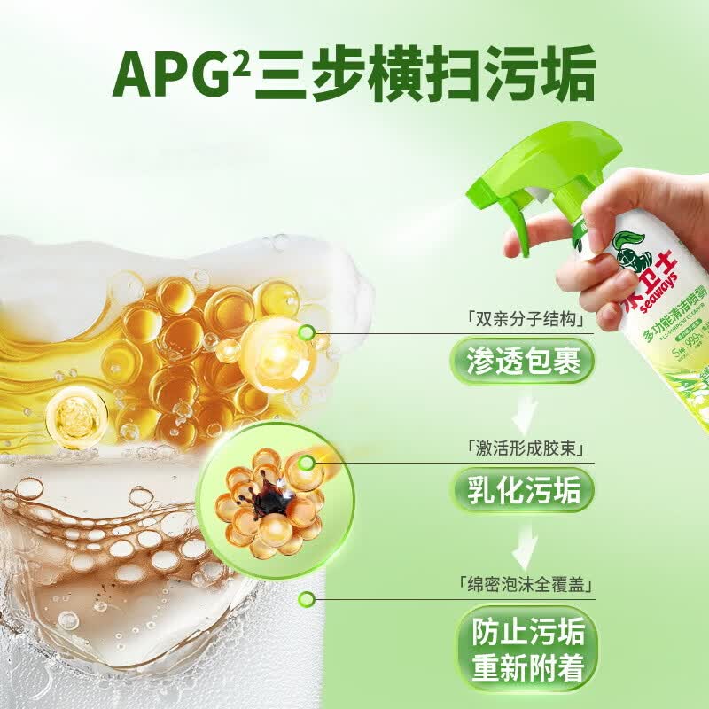 水卫仕多功能清洁剂500g 家具冰箱微波炉烤箱厨 除污除菌免洗冰箱水卫仕 3瓶钜惠装【全屋可用 免水洗】