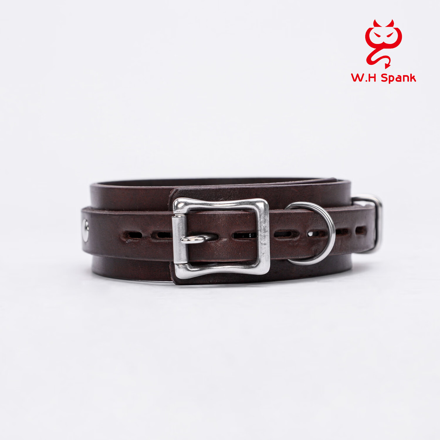 W.H SPANK真牛皮情趣项圈禁锢束缚牵引链项链脖圈项圈K8K9情侣夫妻情趣道具 皮项圈【束缚】咖色
