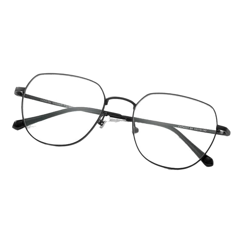 依视路（ESSILOR） 钻晶系列高清耐磨防蓝光近视超薄镜片专业配度数眼镜架男女镜框 钛+金属-全框-4023BK-黑色 镜框+依视路膜御防蓝光1.67现片