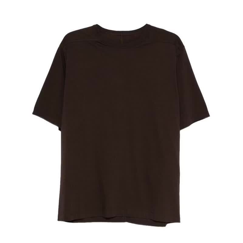 瑞克·欧文斯（RICK OWENS）男士T恤透气吸汗棕色圆领日常休闲通勤短袖上衣纯色打底亲肤舒适 BROWN 均码 |S