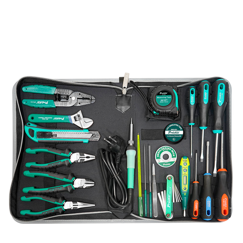 寶工（Pro'sKit）電子電工維修工具組 家用工具螺絲刀鑷子烙鐵套裝(22件)PK-618H