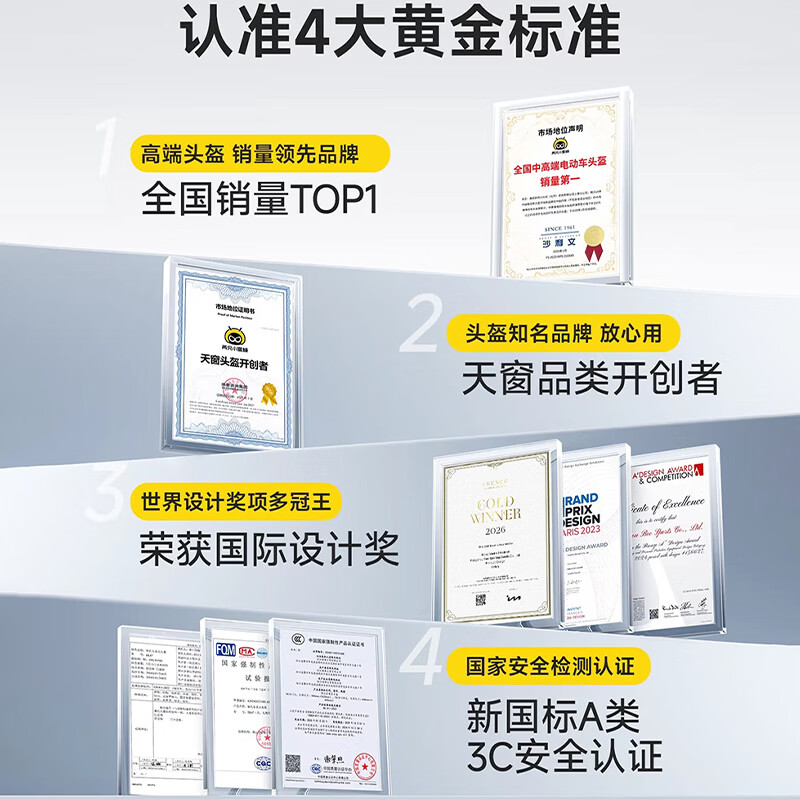 两只小蜜蜂[天窗二代]3C认证电动车摩托车四季通用头盔防晒防雾男女通用TK47 天窗2.0【高清长镜+短透】月影白