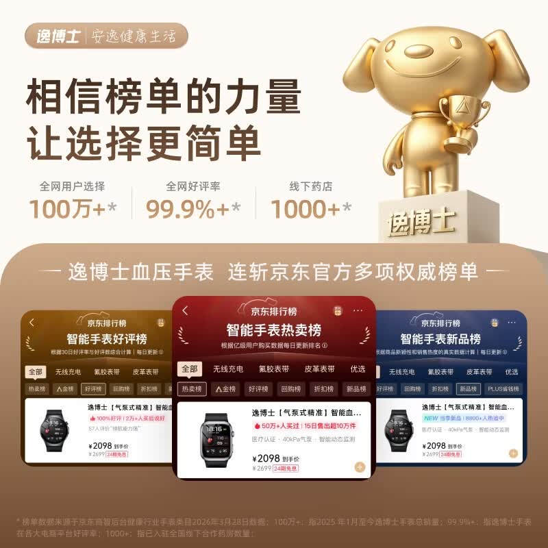 逸博士高端智能手表气囊动态血压血糖血氧心电心率实时监测穿戴设备手环送礼 【专业级】高端智能血压手表