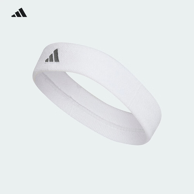 阿迪达斯（adidas）运动发带网球止汗吸汗头带篮球跑步健身发圈束发带 IA7547白色 均码 【OSFM】