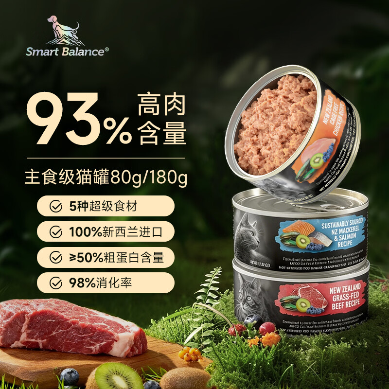 Smart Balance悦佰思新西兰进口宠物猫罐头补水湿粮主食级猫粮主食级罐餐盒猫饭 【适口性佳】鸡肉 180g