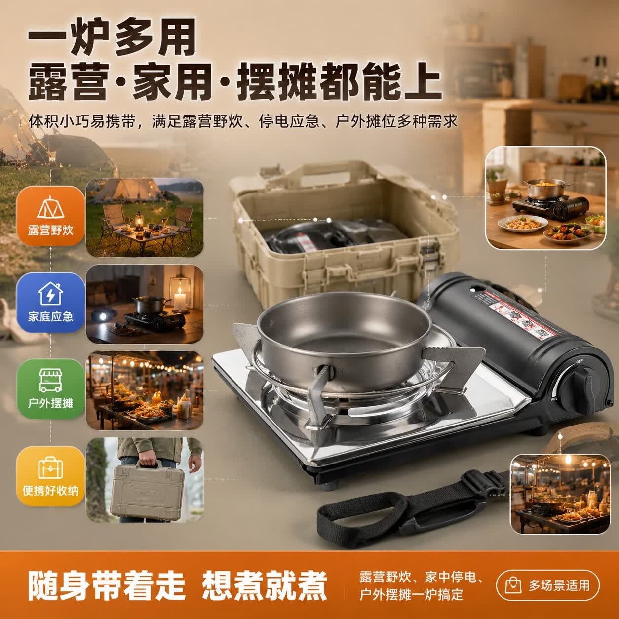 劲舟卡式炉户外野外炉具便携式卡磁炉气罐露营炊具煤气燃气灶煮茶炉具 雅典黑+中号大火力防爆防风 29*8.3*24.5CM